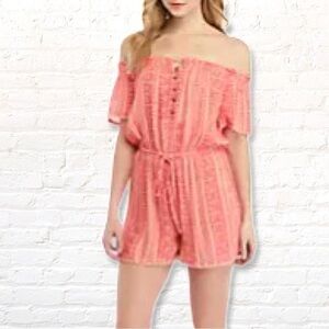 🎁3 for $30 Lorena Rose Off the shoulder boho floral short romper Size Small